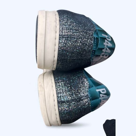 P448 John Jafar Low-Top Sneakers Metallic Glitter Pony Hair Toe Women's EU 41 - Picture 10 of 13